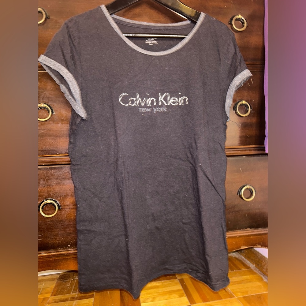 Calvin Klein | black t-shirt cotton blend front logo | size L - Picture 2 of 6